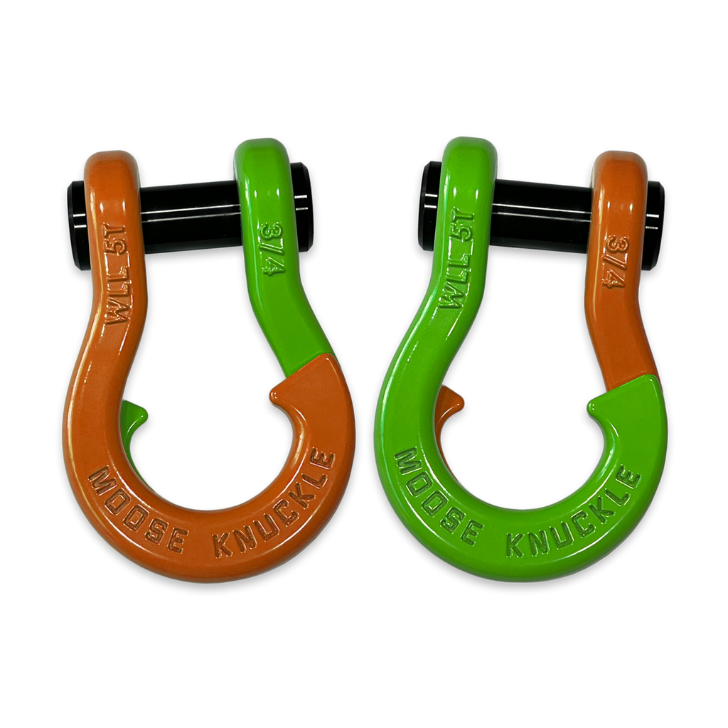 Jowl Recovery Split Shackle 3/4 Obscene Orange and Sublime Green Combo Moose Knuckle Offroad