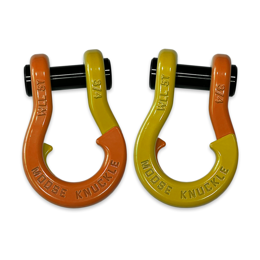 Jowl Recovery Split Shackle 3/4 Obscene Orange and Detonator Yellow Combo Moose Knuckle Offroad