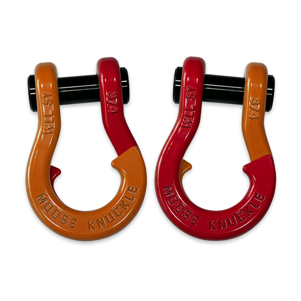 Jowl Recovery Split Shackle 3/4 Obscene Orange and Flame Red Combo Moose Knuckle Offroad