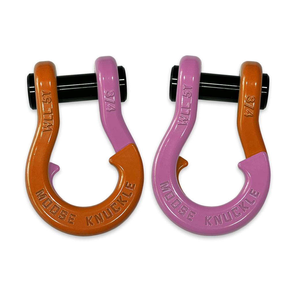 Jowl Recovery Split Shackle 3/4 Obscene Orange and Pretty Pink Combo Moose Knuckle Offroad
