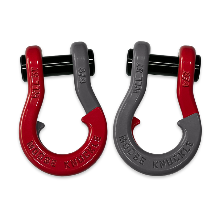 Jowl Recovery Split Shackle 3/4 Flame Red and Gun Gray Combo Moose Knuckle Offroad