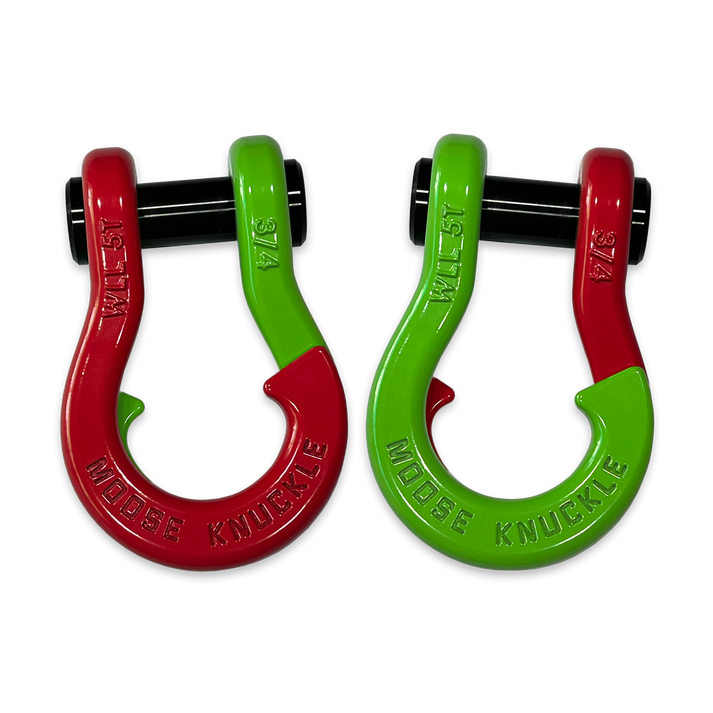 Jowl Recovery Split Shackle 3/4 Flame Red and Sublime Green Combo Moose Knuckle Offroad