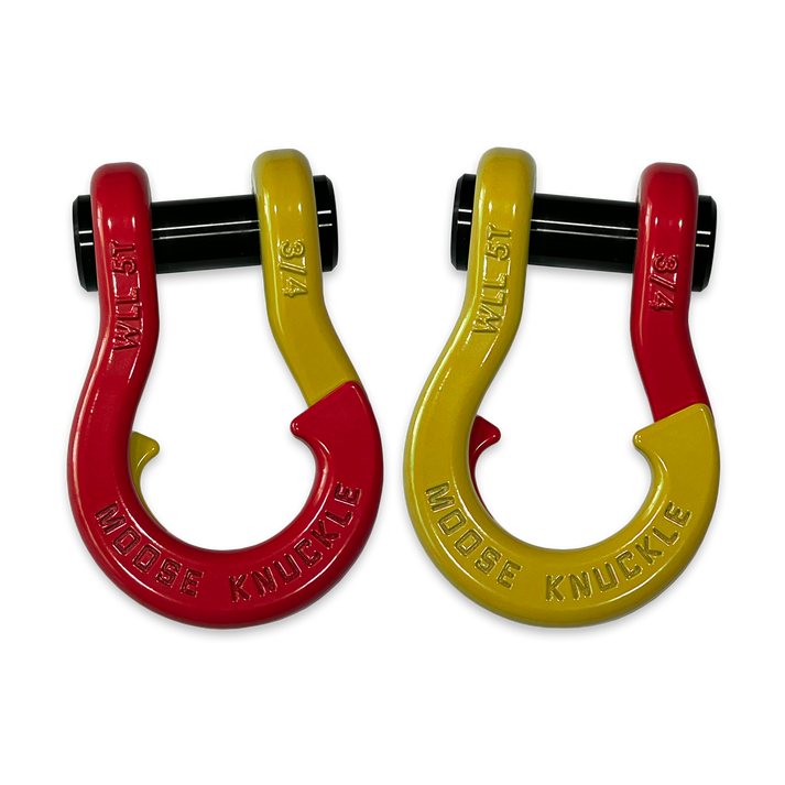 Jowl Recovery Split Shackle 3/4 Flame Red and Detonator Yellow Combo Moose Knuckle Offroad