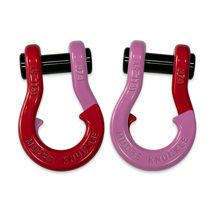 Jowl Recovery Split Shackle 3/4 Flame Red and Pretty Pink Combo Moose Knuckle Offroad