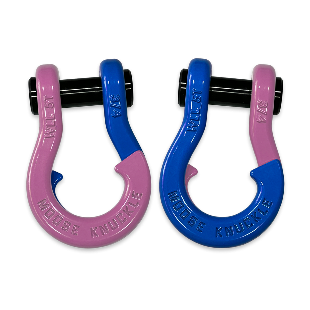 Jowl Recovery Split Shackle 3/4 Pretty Pink and Blue Balls Combo Moose Knuckle Offroad
