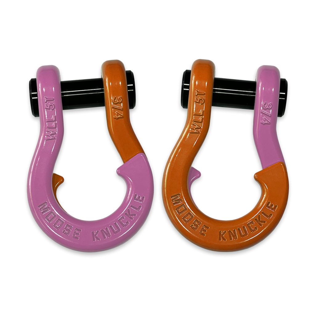 Jowl Recovery Split Shackle 3/4 Pretty Pink and Obscene Orange Combo Moose Knuckle Offroad