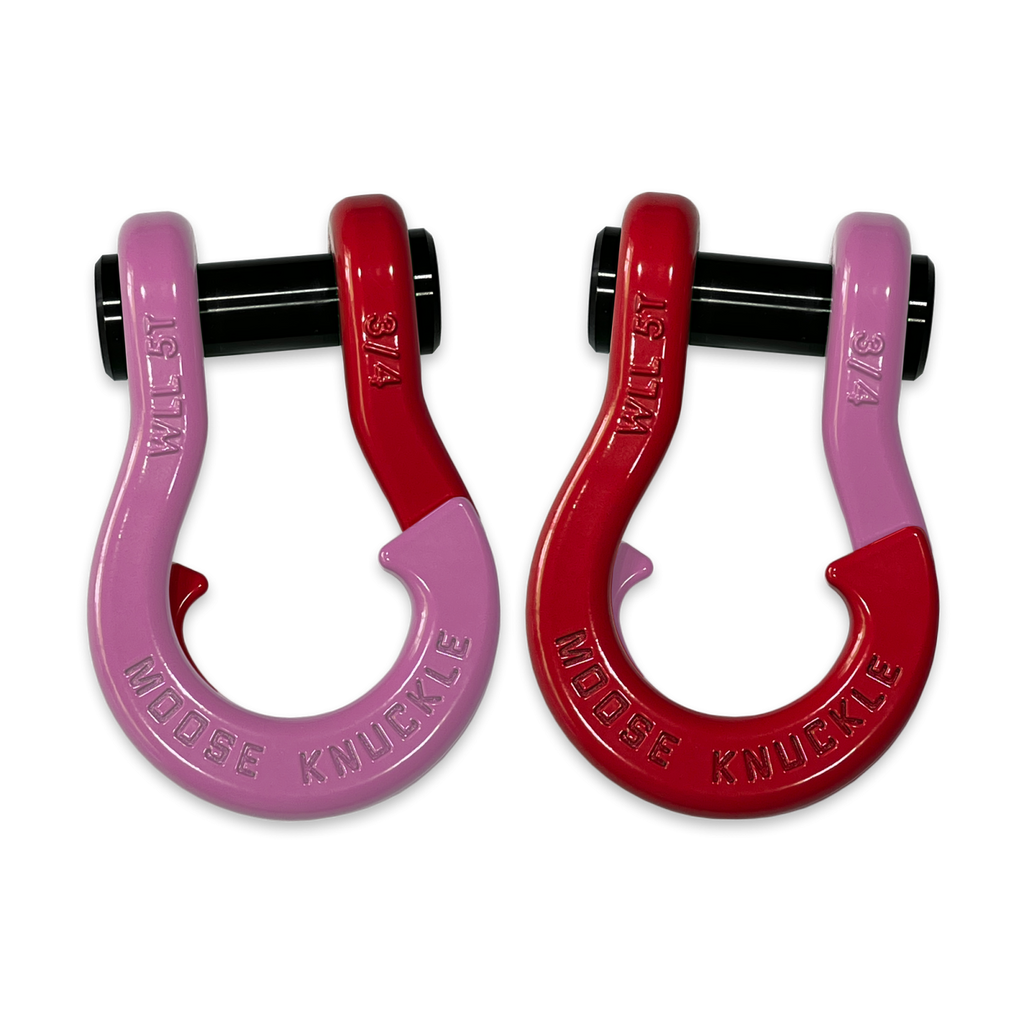 Jowl Recovery Split Shackle 3/4 Pretty Pink and Flame Red Combo Moose Knuckle Offroad