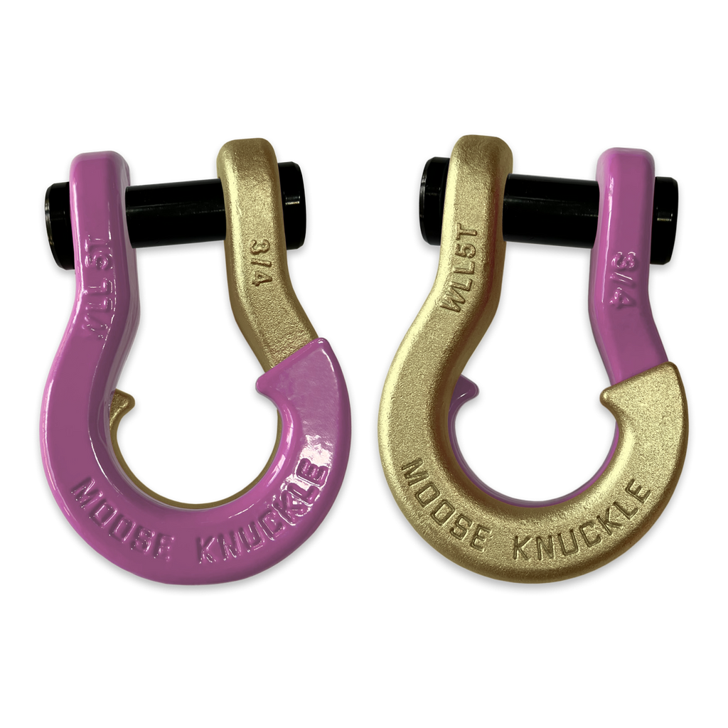 Jowl Recovery Split Shackle 3/4 Pretty Pink and Brass Knuckle Combo Moose Knuckle Offroad