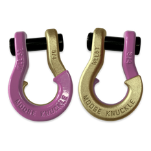 Load image into Gallery viewer, Jowl Recovery Split Shackle 3/4 Pretty Pink and Brass Knuckle Combo Moose Knuckle Offroad