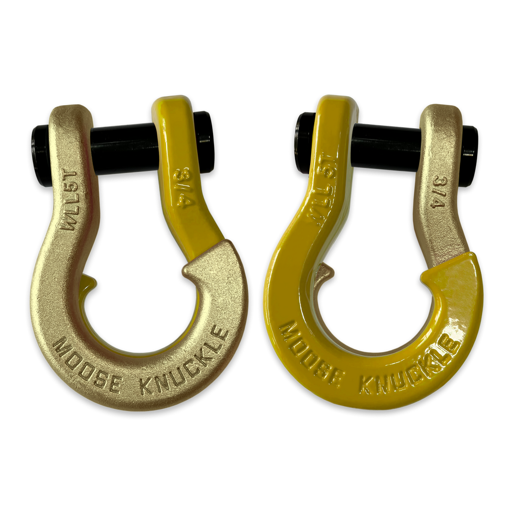 Jowl Recovery Split Shackle 3/4 Brass Knuckle and Detonator Yellow Combo Moose Knuckle Offroad