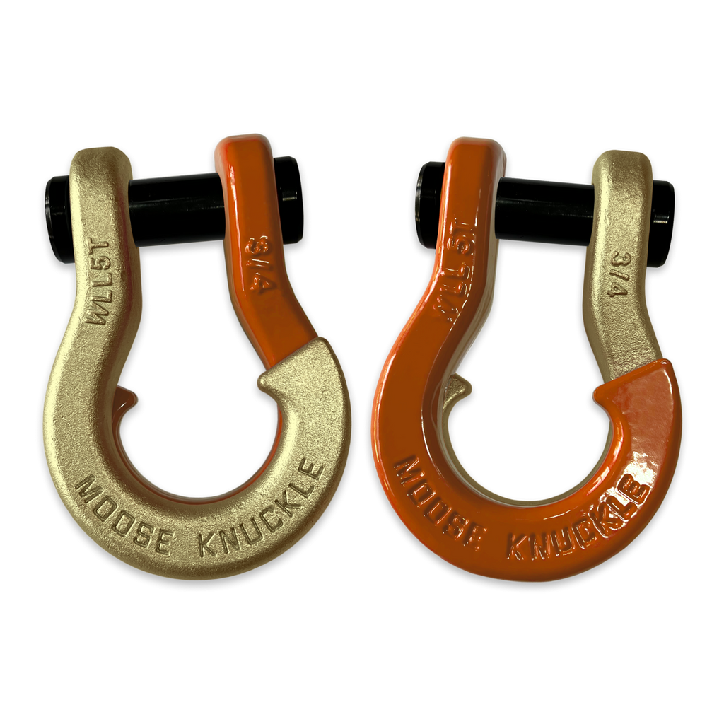 Jowl Recovery Split Shackle 3/4 Brass Knuckle and Obscene Orange Combo Moose Knuckle Offroad