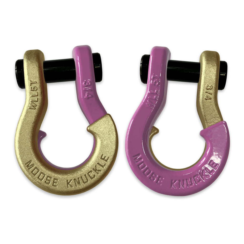 Jowl Recovery Split Shackle 3/4 Brass Knuckle and Pretty Pink Combo Moose Knuckle Offroad