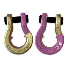 Load image into Gallery viewer, Jowl Recovery Split Shackle 3/4 Brass Knuckle and Pretty Pink Combo Moose Knuckle Offroad