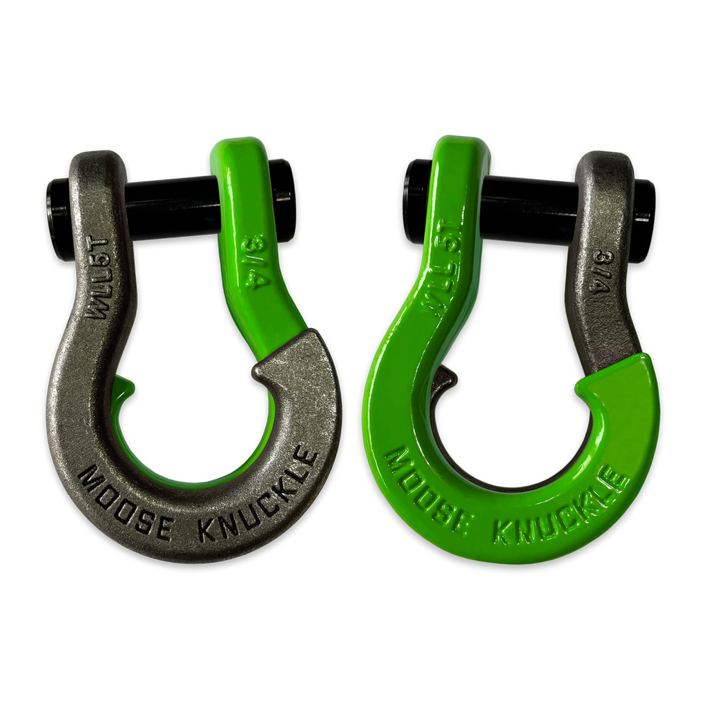 Jowl Recovery Split Shackle 3/4 Raw Dog and Sublime Green Combo Moose Knuckle Offroad