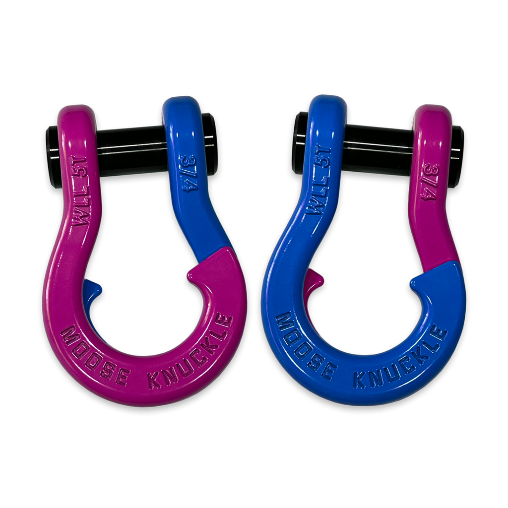 Jowl Recovery Split Shackle 3/4 Pogo Pink and Blue Balls Combo Moose Knuckle Offroad