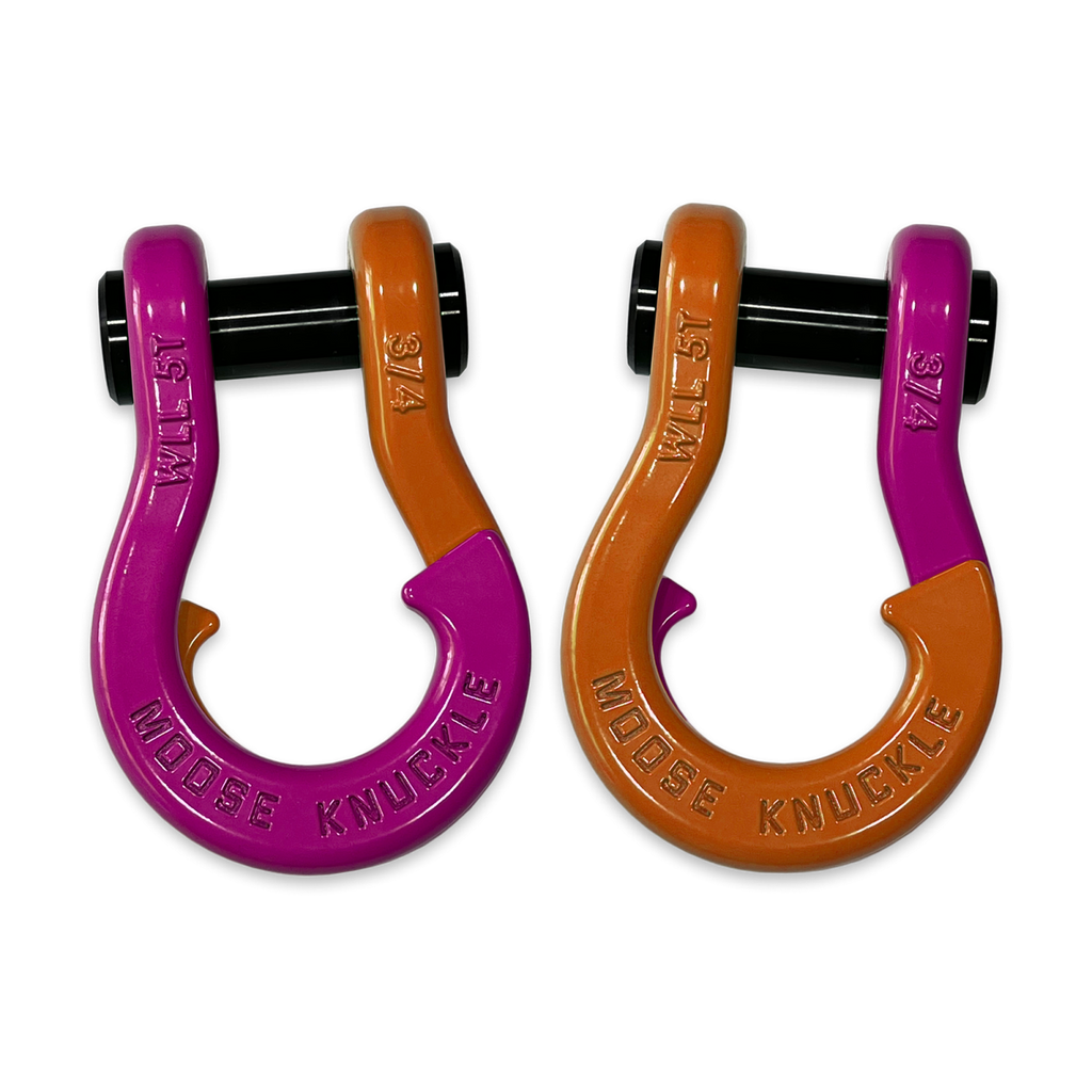 Jowl Recovery Split Shackle 3/4 Pogo Pink and Obscene Orange Combo Moose Knuckle Offroad