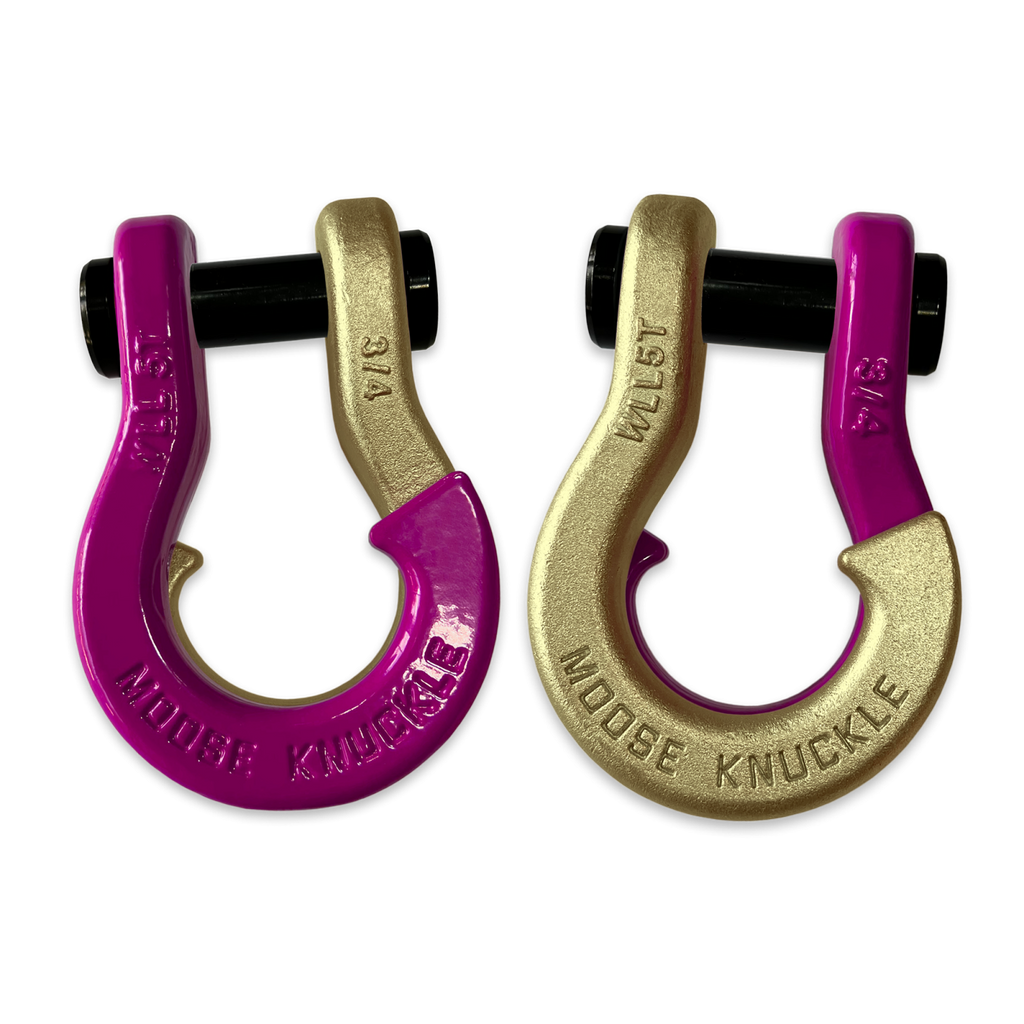 Jowl Recovery Split Shackle 3/4 Pogo Pink and Brass Knuckle Combo Moose Knuckle Offroad