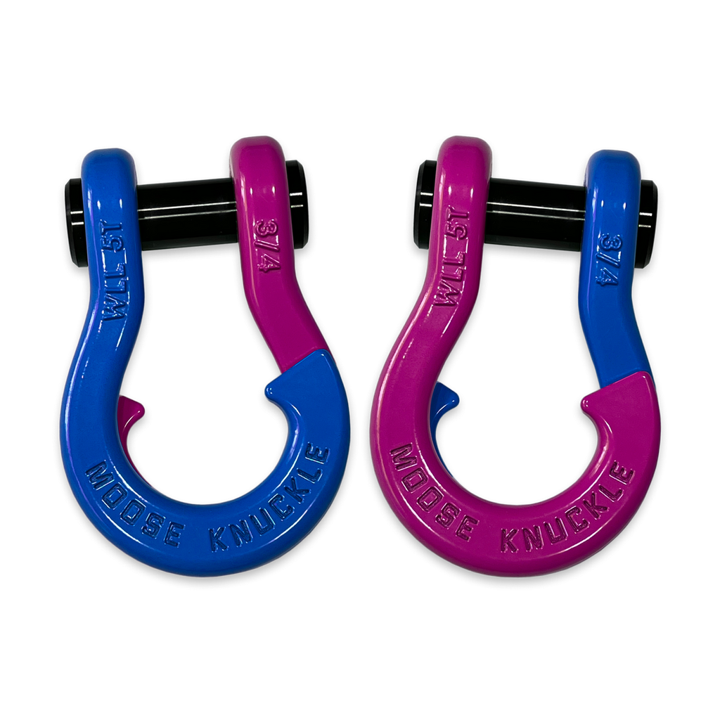 Jowl Recovery Split Shackle 3/4 Blue Balls and Pogo Pink Combo Moose Knuckle Offroad