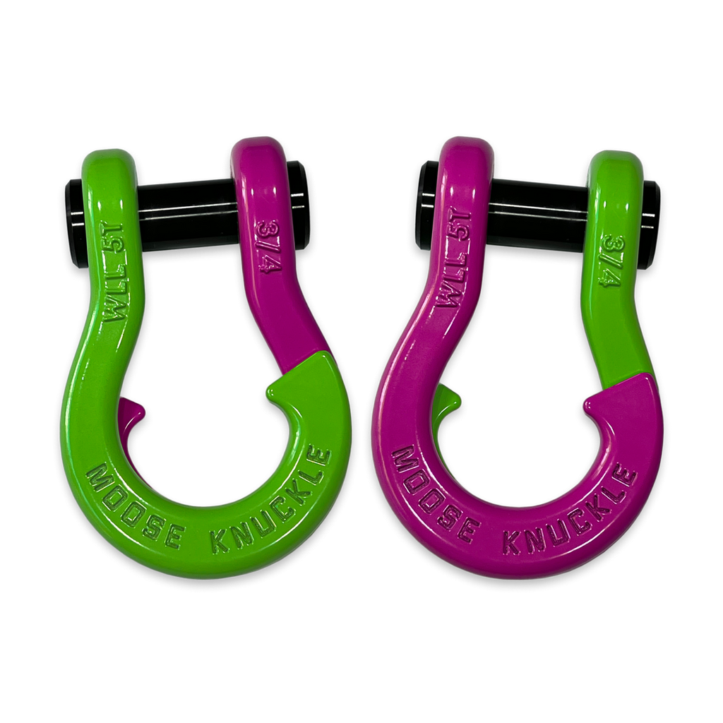 Jowl Recovery Split Shackle 3/4 Sublime Green and Pogo Pink Combo Moose Knuckle Offroad
