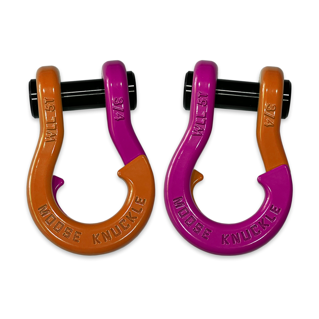 Jowl Recovery Split Shackle 3/4 Obscene Orange and Pogo Pink Combo Moose Knuckle Offroad