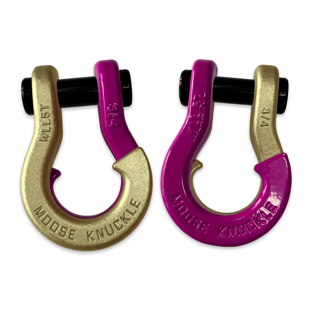 Jowl Recovery Split Shackle 3/4 Brass Knuckle and Pogo Pink Combo Moose Knuckle Offroad