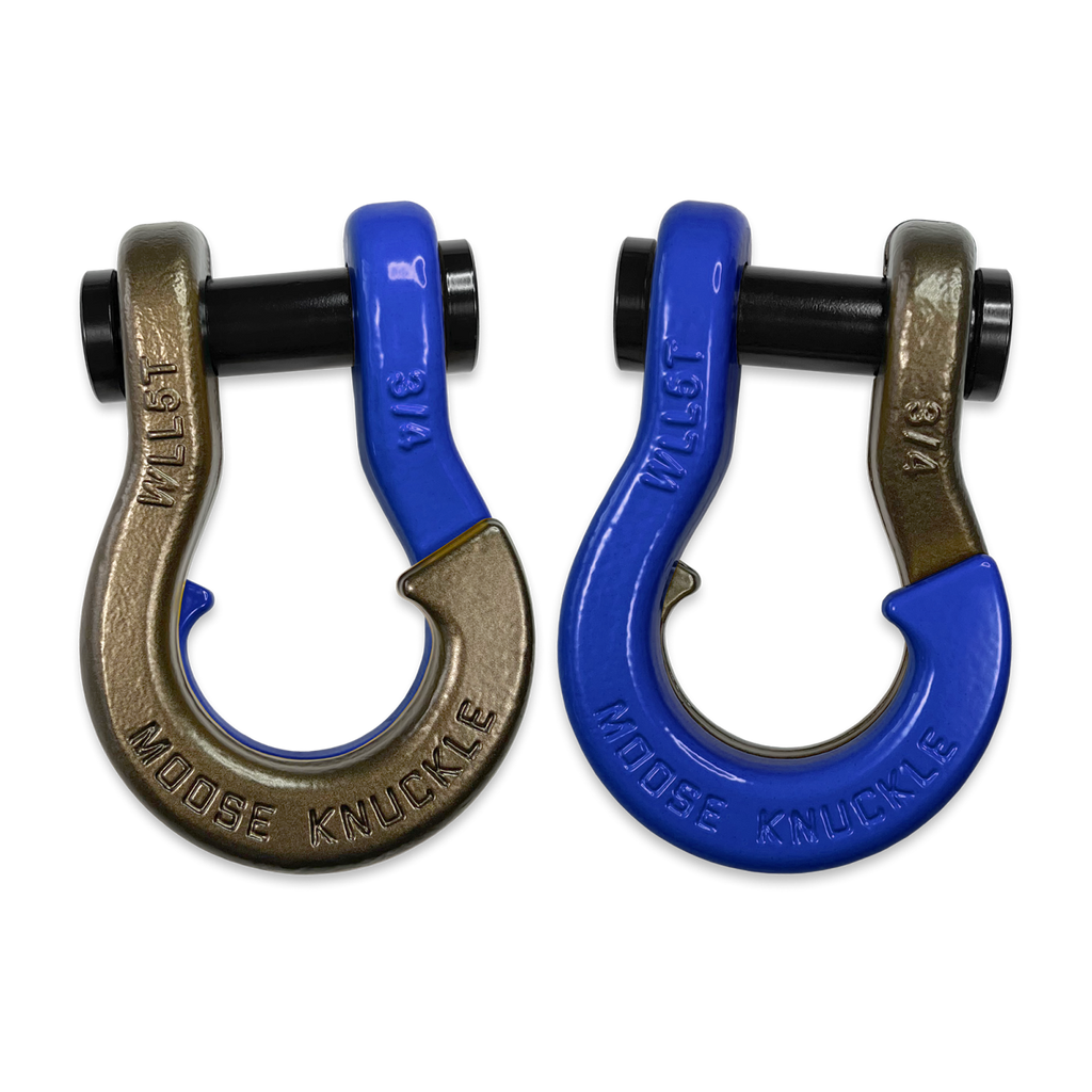 Jowl Recovery Split Shackle 3/4 Buff Bronze and Blue Balls Combo Moose Knuckle Offroad
