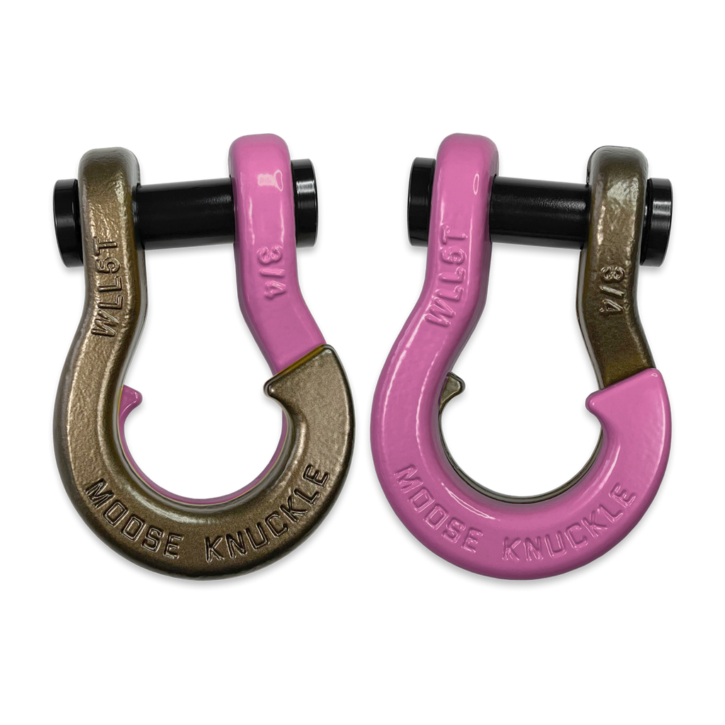 Jowl Recovery Split Shackle 3/4 Buff Bronze and Pretty Pink Combo Moose Knuckle Offroad