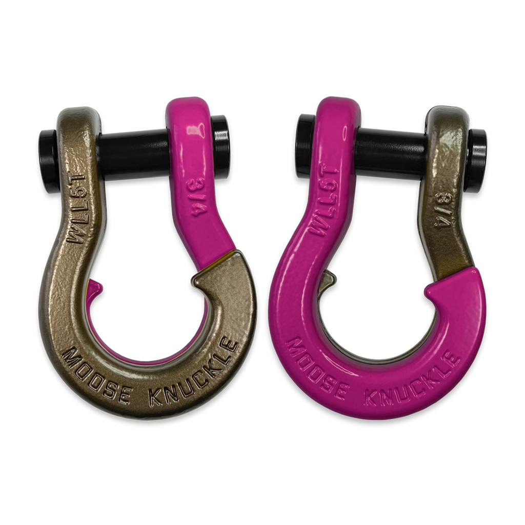 Jowl Recovery Split Shackle 3/4 Buff Bronze and Pogo Pink Combo Moose Knuckle Offroad