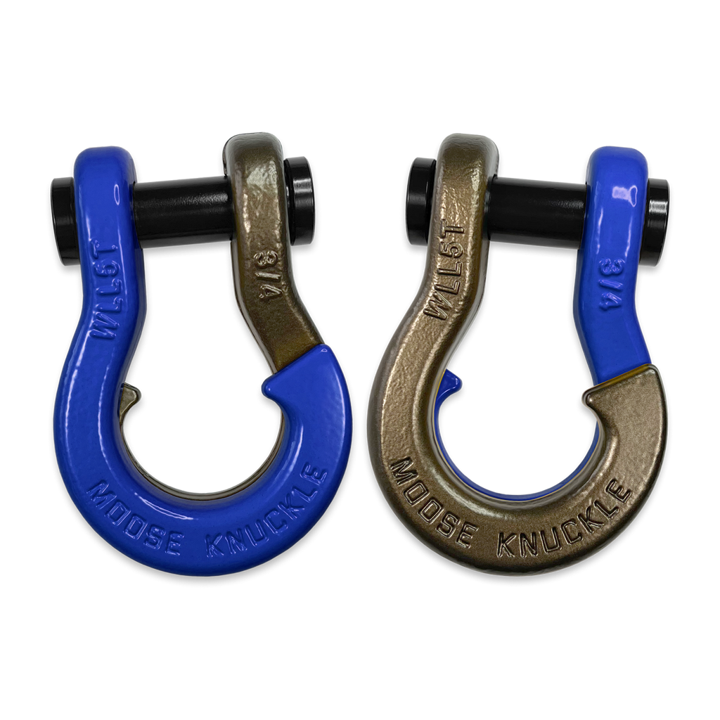 Jowl Recovery Split Shackle 3/4 Blue Balls and Buff Bronze Combo Moose Knuckle Offroad