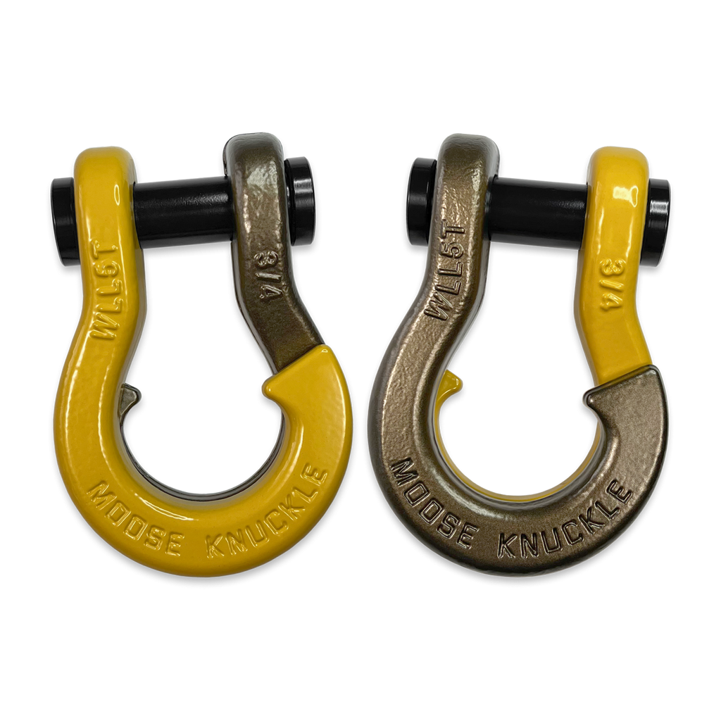 Jowl Recovery Split Shackle 3/4 Detonator Yellow and Buff Bronze Combo Moose Knuckle Offroad