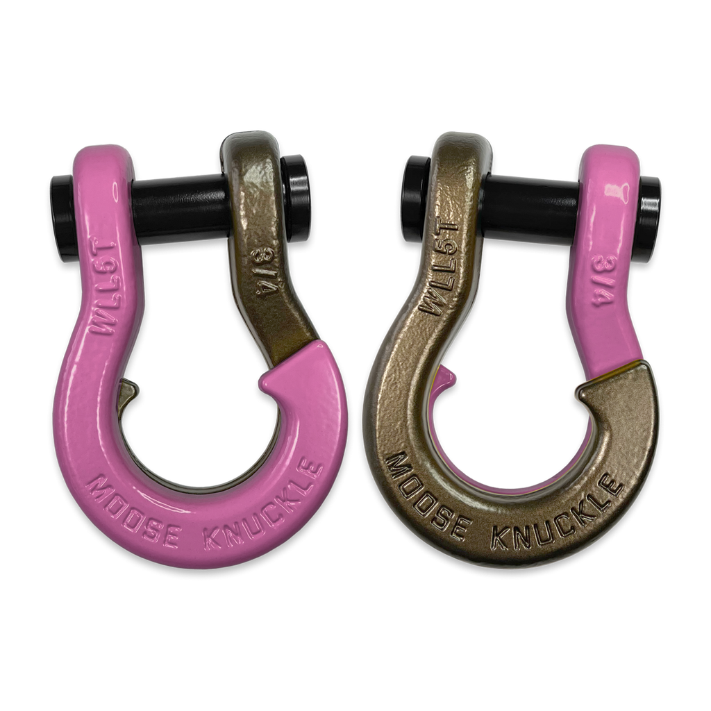 Jowl Recovery Split Shackle 3/4 Pretty Pink and Buff Bronze Combo Moose Knuckle Offroad