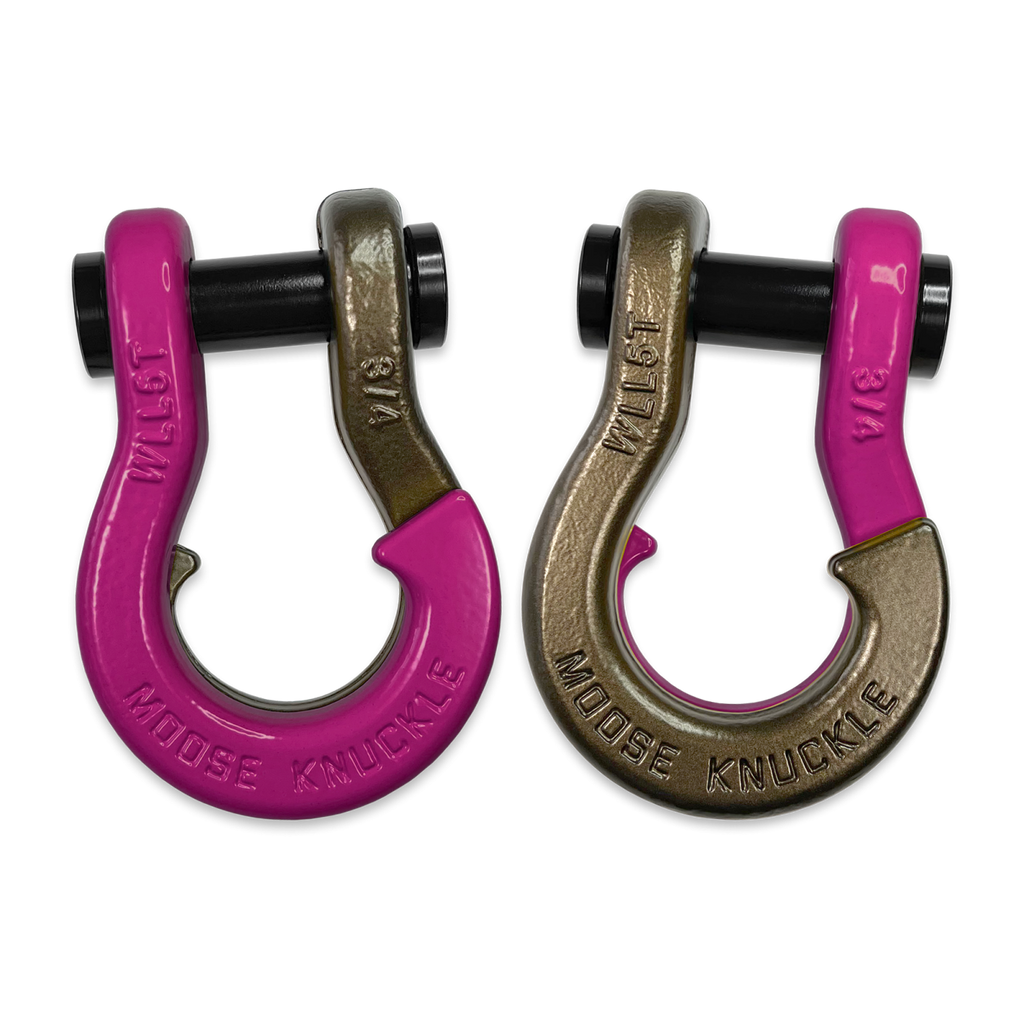 Jowl Recovery Split Shackle 3/4 Pogo Pink and Buff Bronze Combo Moose Knuckle Offroad
