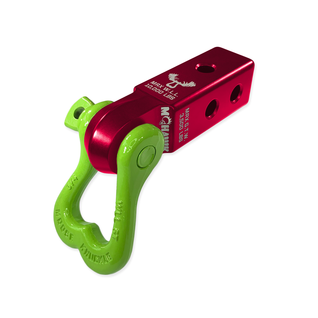 XL 3/4 Shackle and Mohawk 2.0 Receiver Combo Red Rum / Sublime Green Moose Knuckle Offroad