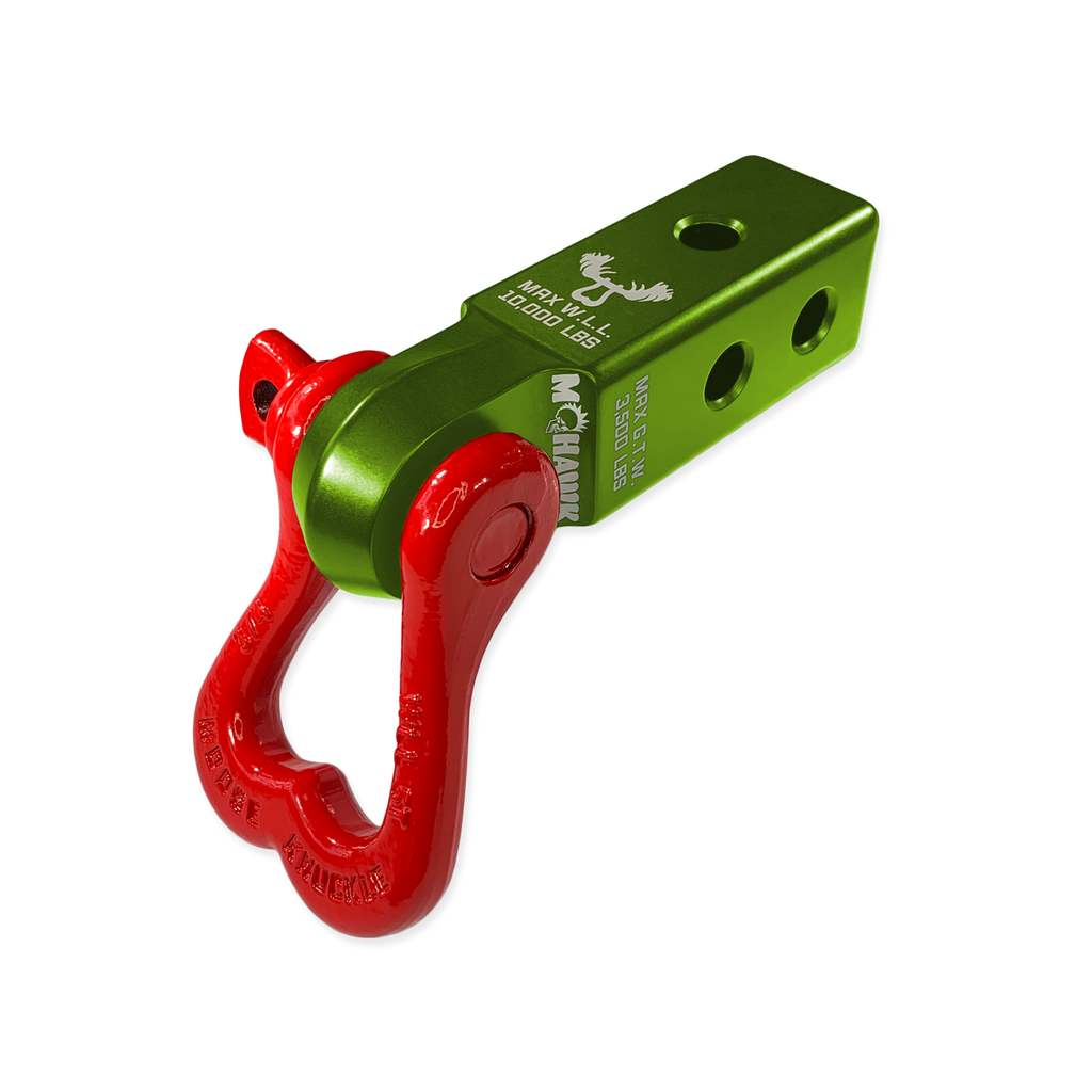 XL 3/4 Shackle and Mohawk 2.0 Receiver Combo Bean Green / Flame Red Moose Knuckle Offroad