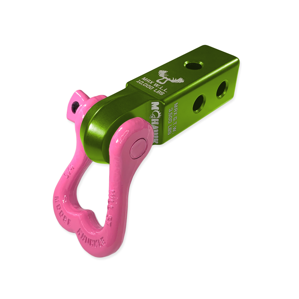 XL 3/4 Shackle and Mohawk 2.0 Receiver Combo Bean Green / Pretty pink Moose Knuckle Offroad