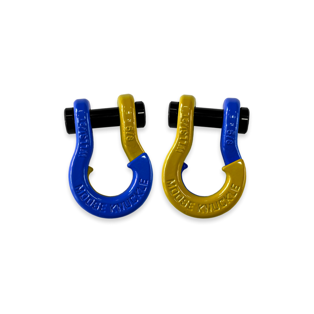 Jowl SxS Recovery Split Shackle 5/8 Blue Balls and Detonator Yellow Combo Moose Knuckle Offroad
