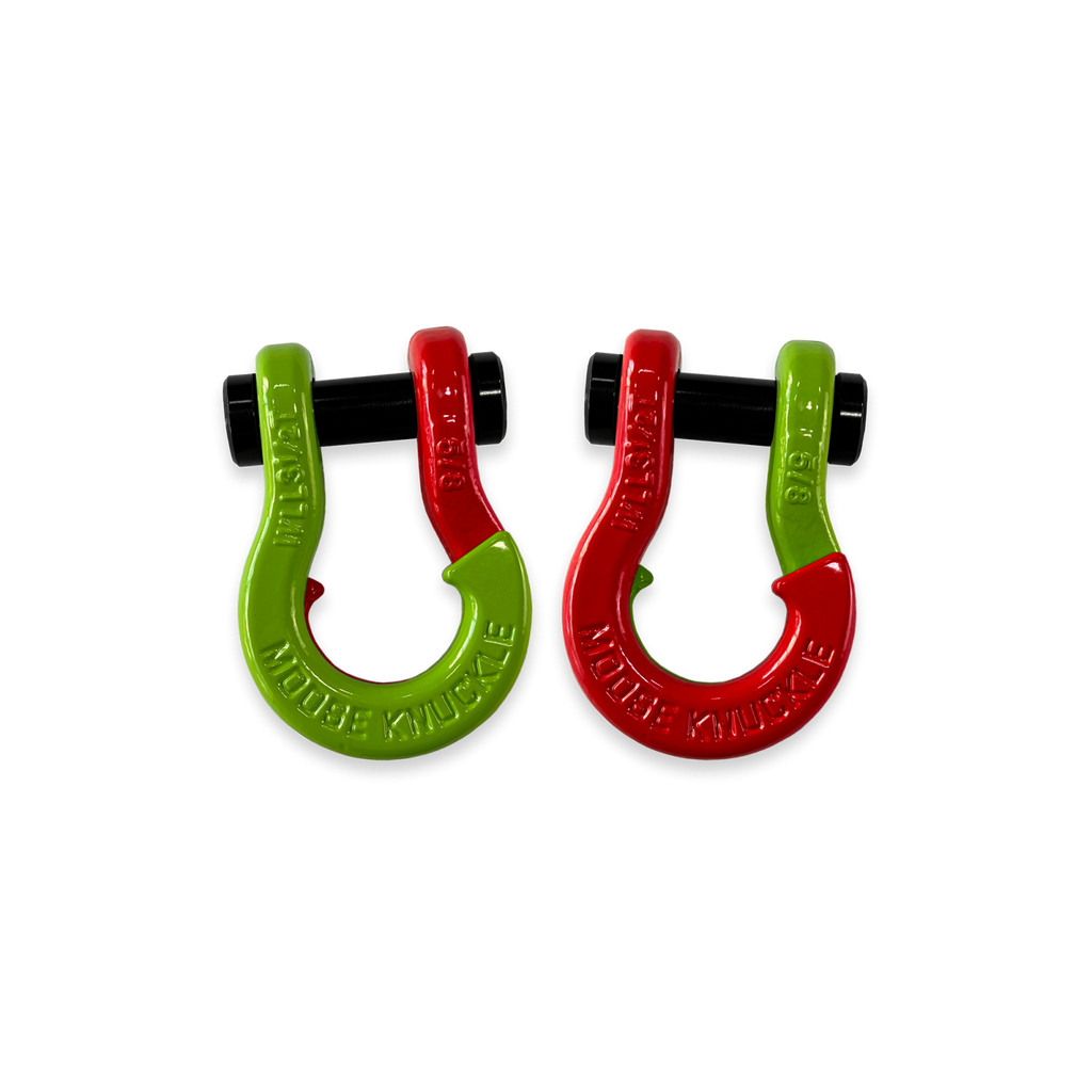Jowl SxS Recovery Split Shackle 5/8 Sublime Green and Flame Red Combo Moose Knuckle Offroad