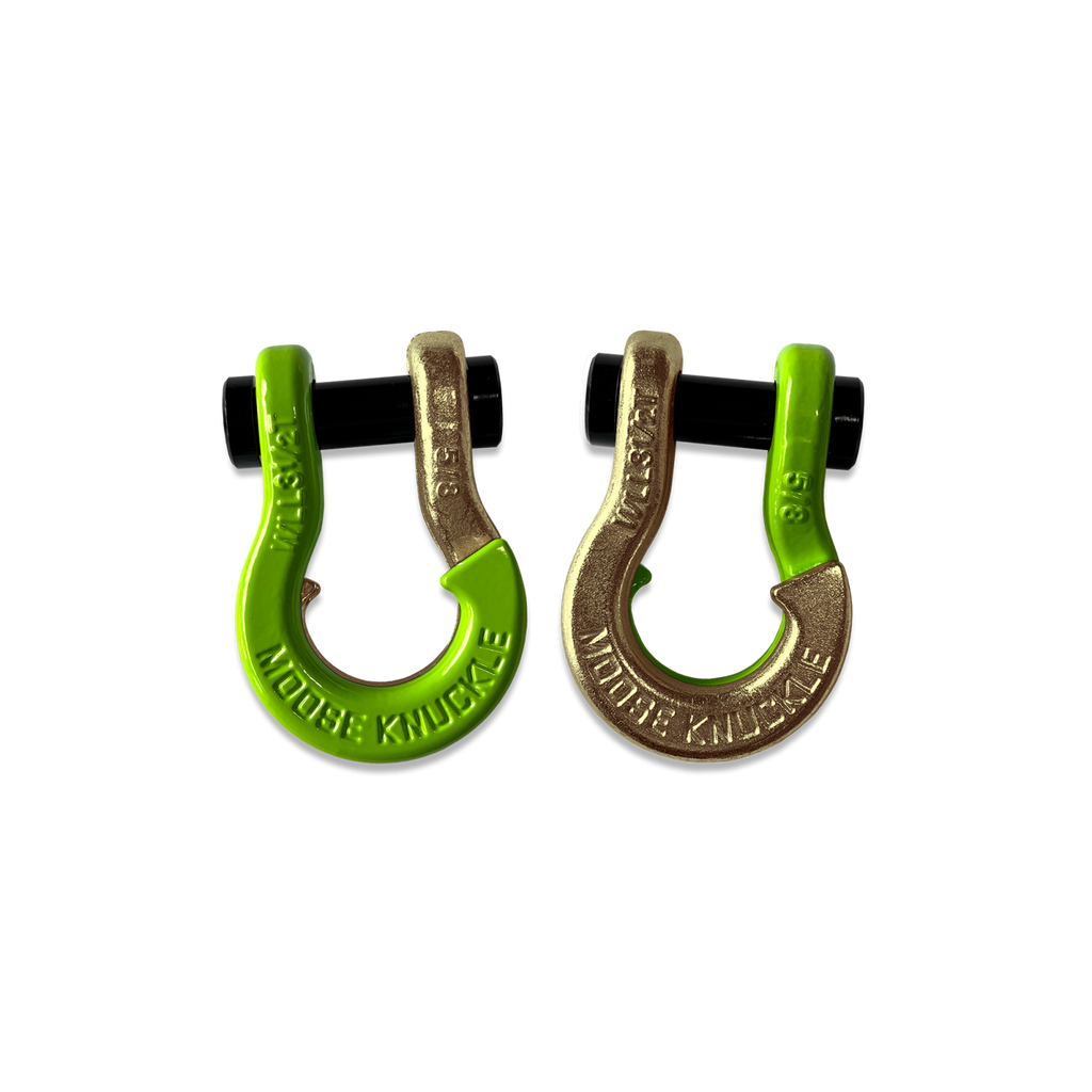 Jowl SxS Recovery Split Shackle 5/8 Sublime Green and Brass Knuckle Combo Moose Knuckle Offroad