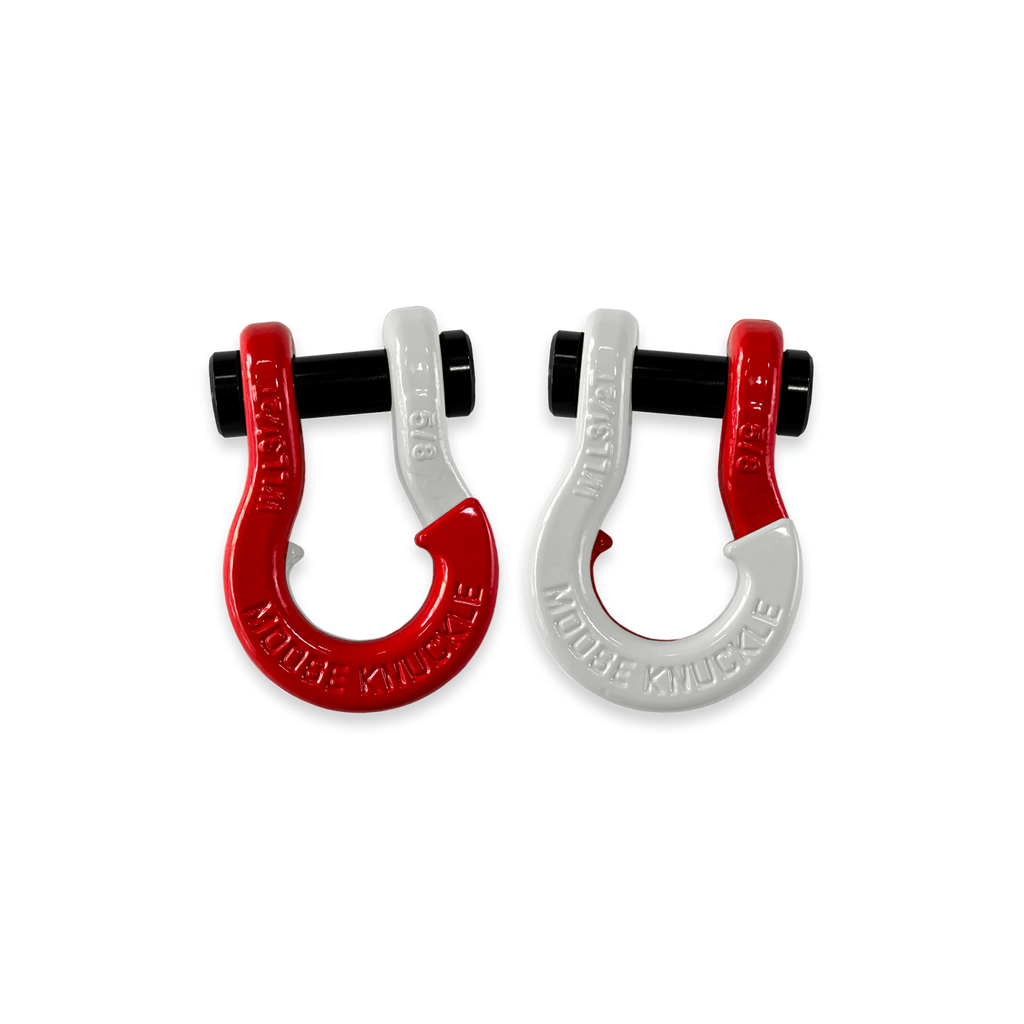 Jowl SxS Recovery Split Shackle 5/8 Flame Red and Pure White Combo Moose Knuckle Offroad