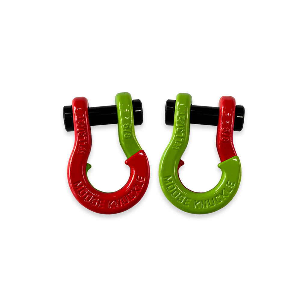 Jowl SxS Recovery Split Shackle 5/8 Flame Red and Sublime Green Combo Moose Knuckle Offroad