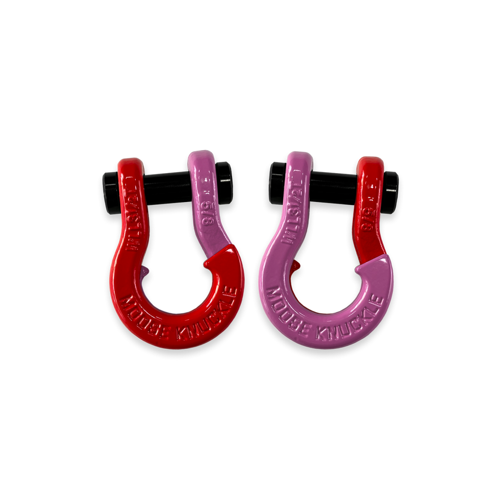 Jowl SxS Recovery Split Shackle 5/8 Flame Red and Pretty Pink Combo Moose Knuckle Offroad