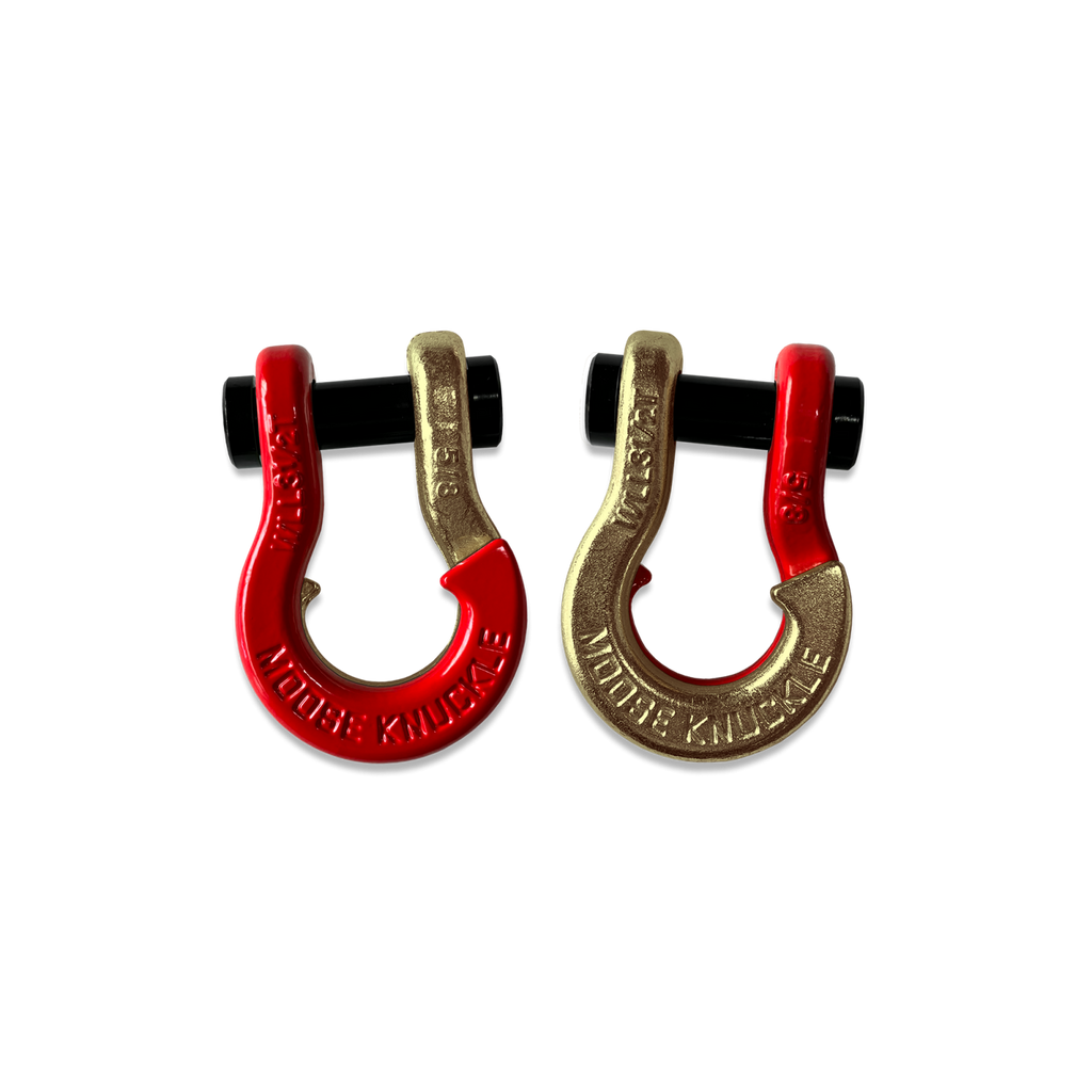 Jowl SxS Recovery Split Shackle 5/8 Flame Red and Brass Knuckle Combo Moose Knuckle Offroad