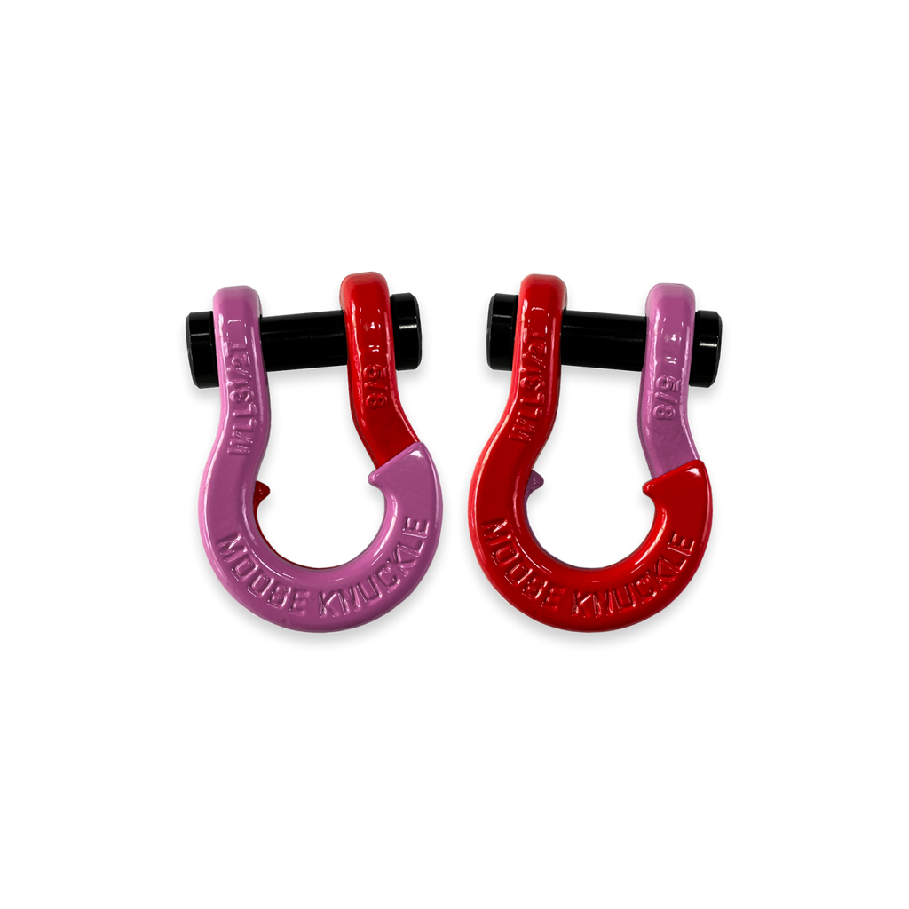 Jowl SxS Recovery Split Shackle 5/8 Pretty Pink and Flame Red Combo Moose Knuckle Offroad