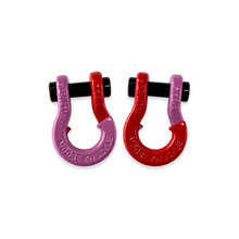 Load image into Gallery viewer, Jowl SxS Recovery Split Shackle 5/8 Pretty Pink and Flame Red Combo Moose Knuckle Offroad