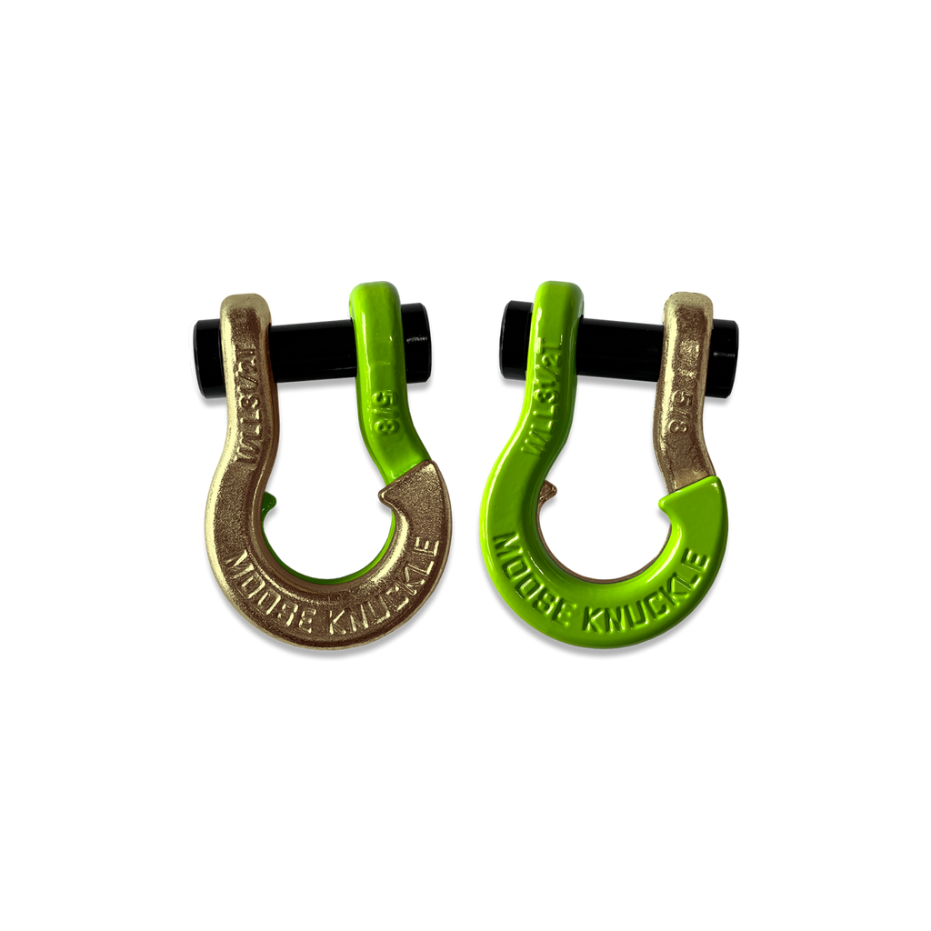 Jowl SxS Recovery Split Shackle 5/8 Brass Knuckle and Sublime Green Combo Moose Knuckle Offroad