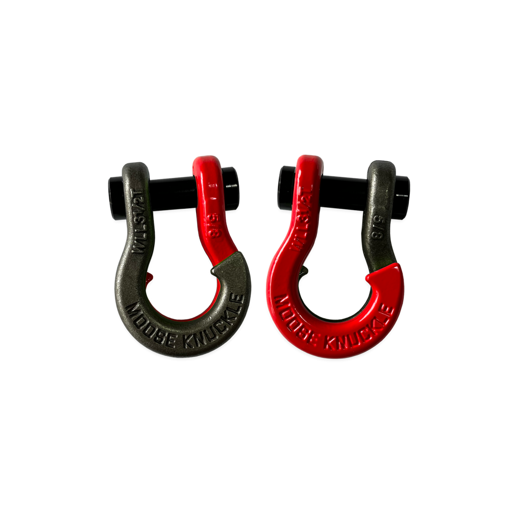 Jowl SxS Recovery Split Shackle 5/8 Raw Dog and Flame Red Combo Moose Knuckle Offroad