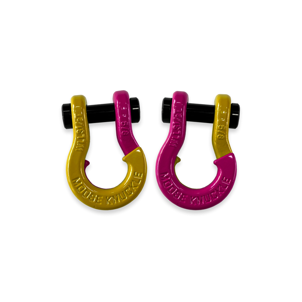 Jowl SxS Recovery Split Shackle 5/8 Detonator Yellow and Pogo Pink Combo Moose Knuckle Offroad