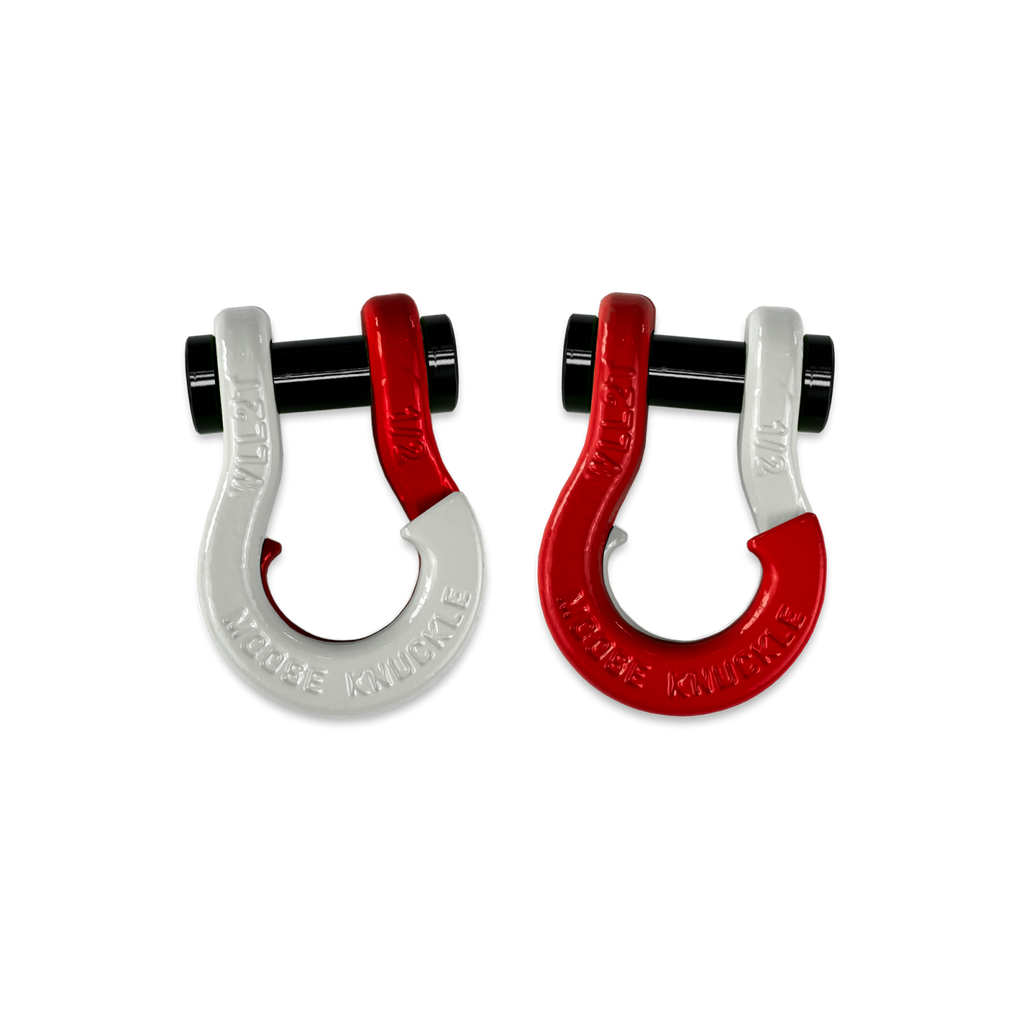 Jowl SxS Recovery Split Shackle 1/2 Pure White and Flame Red Combo Moose Knuckle Offroad