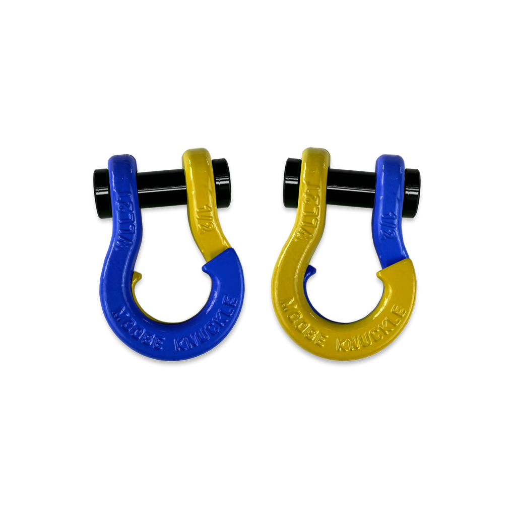 Jowl SxS Recovery Split Shackle 1/2 Blue Balls and Detonator Yellow Combo Moose Knuckle Offroad