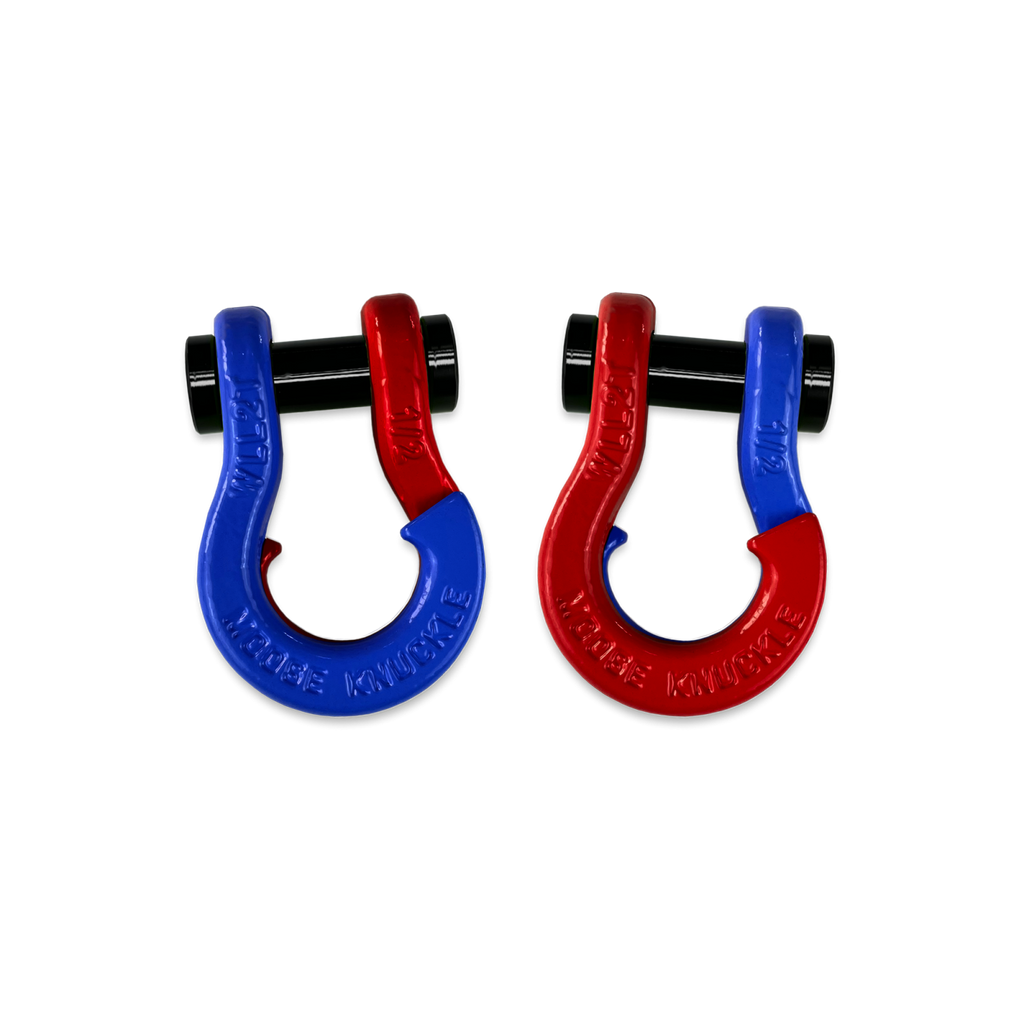 Jowl SxS Recovery Split Shackle 1/2 Blue Balls and Flame Red Combo Moose Knuckle Offroad